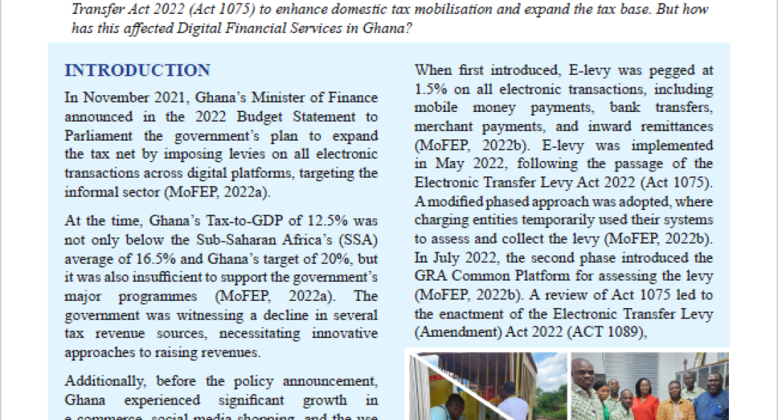 The Effect of the Electronic Transactions Levy (E-Levy) on Retail Digital Financial Services in Ghana