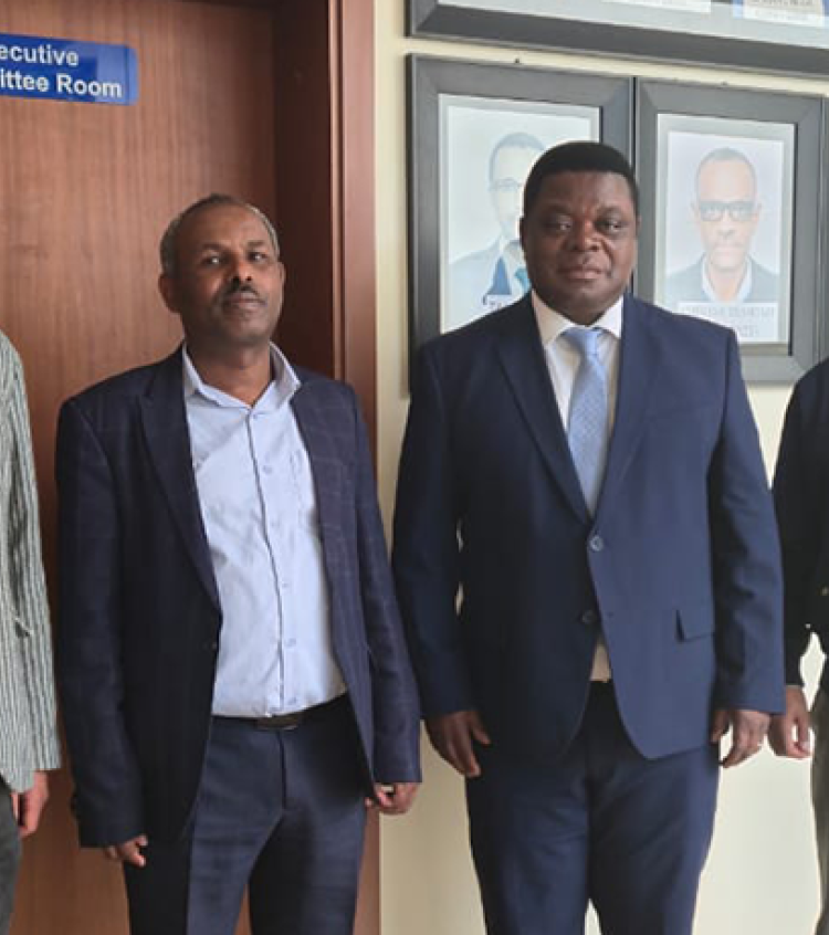 Prof. Peter Quartey (third from left) with the Ethiopian Economics Association team following one of the discussion sessions during his October 2025 visit.