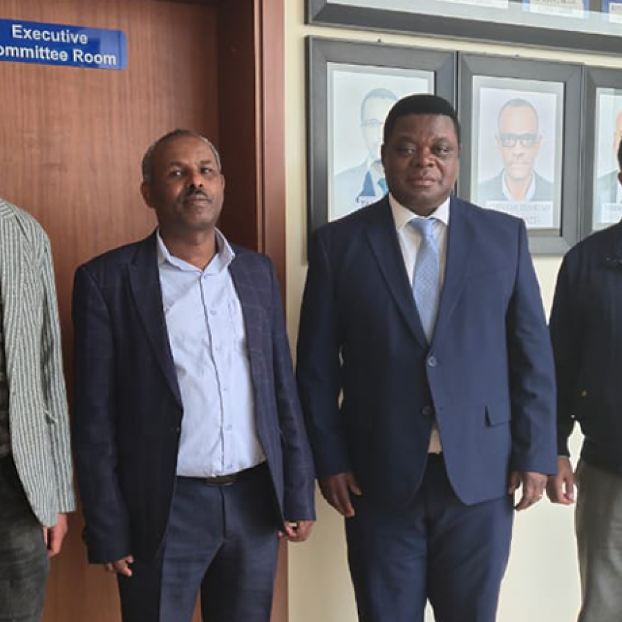 Prof. Peter Quartey (third from left) with the Ethiopian Economics Association team following one of the discussion sessions during his October 2025 visit.